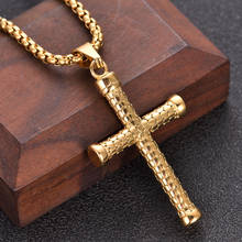 Moda cruz pingentes de aço inoxidável cor ouro jesus cruz pingente colar jóias para mulheres masculinas atacado 2024 - compre barato