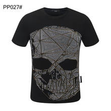 Camiseta masculina estilo hip-hop e street, camiseta 3d de manga curta com estampa de diamante e caveira 2024 - compre barato