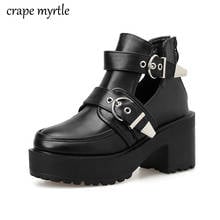 women short boots chunky heel ankle boots Buckle Strap Shoes Female Pu leather Motorcycle Boots Autumn shoes Punk Boots YMA907 2024 - buy cheap