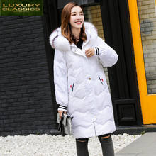Jackets Women's Winter Down Thick Warm White Duck Down Coat Female Large Real Raccoon Fur Hooded Long Parka Coats LW1108 2024 - buy cheap