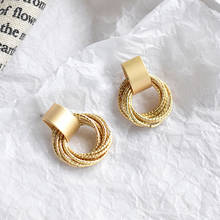 Autumn Winter New Gold Round Metal Drop Earrings For Women Female Vintage Statement Dangle Earrings 2020 Trend Jewelry 2024 - buy cheap