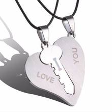 I Love You Couple Necklaces  Lock Key Matching Heart Stainless Steel Pendant Necklace for Couples 1 Pair/2 pcs 2024 - buy cheap