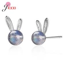 Fashion Style Student/Girls Cute Rabbit Ear Studs For Sale 925 Sterling Silver Small Round Blue Crystals Stud Earrings 2024 - buy cheap