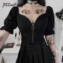 JIEZuoFang готический черный весна и осень длинный рукав Bodycon китайский стиль Cheongsam одежда для женщин сексуальный топ тонкая футболка 2020 2024 - купить недорого
