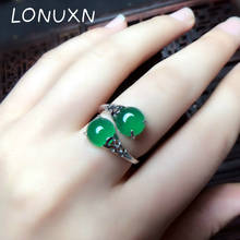 bud rings natural Semi-Precious Stone Ring Green Chalcedony 100% real 925 Sterling Silver Women Adjustable Fine jewelry gift 2024 - buy cheap