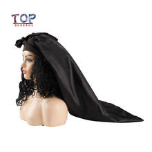 Custom Logo Satin Big Size Long Bonnet With Long Frontal Elastic Edge Control Head Band Sleep Hat 2024 - buy cheap