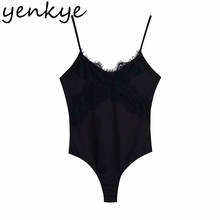 YENKYE Sweet Lace Patchwork Bodysuit Women V Neck Sleeveless Sexy Lingerie Tops Summer Body Femme Playsuit 2024 - buy cheap