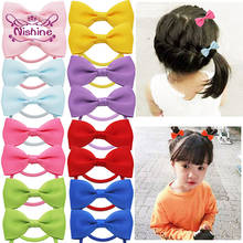 Nishine 5pcs/lot Fashion Handmade Knotted Elastic Baby Girls Hairband Solid Color Bowknot Princess Hair Rope Ponytail Headwear 2024 - buy cheap