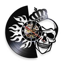 Death King Skull Wearing Crown Wall Clock Vintage Vinyl Record Wall Clock 3D Wall Watches Unique Gift Idea For Halloween 2024 - buy cheap