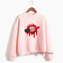 2021 nova boca vermelha lábio beijo impresso sweartshirt feminino hoodies engraçado leopardo gráfico hoodie femme bonito harajuku streetwear 2024 - compre barato