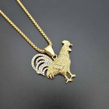 Hip Hop Bling Iced Out Gold Color Stainless Steel Cock Rooster Pendants Necklaces for Men Rapper Jewelry Drop Shipping 2024 - buy cheap