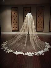 Cathedral Length 300cm Flower Veil bridal applique wedding veil ivory veil one-layer  bride veil 2024 - buy cheap