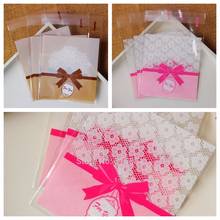 Pink bowknot Self Sealing Wrapping Bags,Cookies,Snacks,Party, Favor, Gift,Wedding Plastic Bag 100pcs/lot 2024 - buy cheap