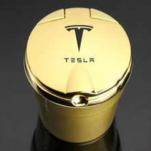 Cenicero con logotipo de coche con luz azul LED, soporte para fumar cigarrillos para Tesla modelo 3, modelo S, modelo X, Y, accesorios para coche 2024 - compra barato