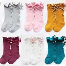 New baby girls socks small bowknot knitted baby girl knee high soft socks bow for baby meisje girls socks agaric infant legwarm 2024 - buy cheap