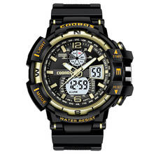 2020 мужские наручные часы с двойным дисплеем, роскошные спортивные водонепроницаемые цифровые армейские часы для мужчин, мужские часы с двойным дисплеем 2024 - купить недорого