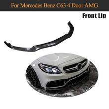 For W205 AMG C63 accessories Carbon Fiber Front Lip For Mercedes Benz W205 C63 AMG 4 door Front Bumper Spoiler Body Kits 2024 - buy cheap