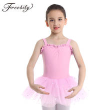 Freebily Crianças Sem Mangas Ruffle Querida Ginástica Collant de Balé Vestido de Tutu Meninas Bailarina Party Stage Crianças Desgaste da Dança 2024 - compre barato