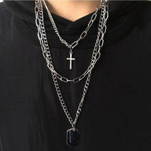 indie 90s aesthetic Cross Pendant Multi-layer Punk boy chocker Design Long harajuku collar Chain Necklace For Women men Jewelry 2024 - buy cheap