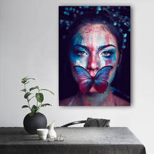 Retrato artístico de mariposa para mujer, pintura abstracta en lienzo de acuarela, póster e impresión de imágenes de pared para sala de estar 2024 - compra barato