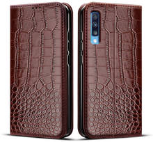 Capa de celular com textura de crocodilo, capa 6.4 de couro com textura de crocodilo para samsung galaxy a50 a505 a505f 2024 - compre barato