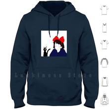 Kiki’s Delivery Service hoodies long sleeve Kiki Jiji Little Witch Miyazaki Anime Japanese Japan Kiki S Delivery 2024 - buy cheap