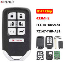 6+1/7 Button Remote Car Key Fob 433Mhz ID47 47 Chip FCC ID: KR5V2X 72147-THR-A31 for Honda Odyssey 2018 2019 HON66 Uncut Blade 2024 - buy cheap