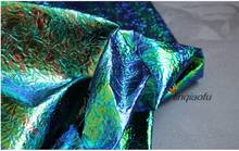 Tela reflexiva azul da forma do estágio do gradiente mágico impermeável da tela do couro de imitação, tela reflexiva da roupa do laser 2024 - compre barato