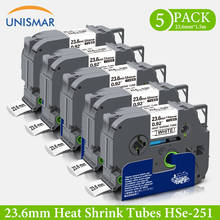 5PK 23.6mm*1.5m Heat Shrink Tubes Cable Label Compatible Brother HSe HS 251 HSe-251 HSe251 HS-251 P-Touch PT1400 PT1600 Printer 2024 - buy cheap