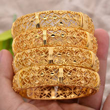 Annayoyo braceletes de ouro para mulheres, 4 unidades africanas cor dourada bracelete de flor noiva bracelete africano joias para casamento itens para o oriente médio 2024 - compre barato