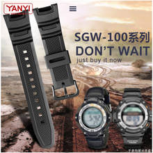 Pulseira de relógio de plástico para relógio de pulso casio com 3157, borracha de resina para relógio série sgw100, 24mm 2024 - compre barato