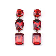 2020 za Black Clear Red Glass Crystal Long Earrings Women Fashion Simple Jewelry Statement Dangle Drop Earrings 2024 - buy cheap