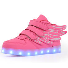 Winter Boys and Girls Wings LED Lights Shoes Luminous Shoes Toddler Shoes Non-slip Girls Sneakers  Kids High To Help Dance Shoes 2024 - buy cheap