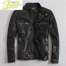 Skin Goat 100% Natural Leather Jacket Men Spring Autumn Short Slim Motocycle Bomber Jackets casacas de cuero MF042 2024 - buy cheap
