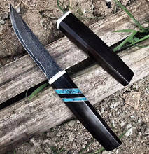Vg10 damasco estilo 60hrc afiada faca de acampamento caça lâmina fixa faca táticas damasco faca reta 2024 - compre barato