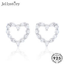 Jellystory Fashion 925 Sterling Silver Stud Earrring for Women Heart-shaped Zircon Earrings Fine Jewelry Wedding Engagement Gift 2024 - buy cheap