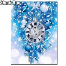 Pintura diamante natal "sino azul" 5d strass diy diamante quadrado completo 3d bordado ponto cruz mosaico decoração do enigma, 2024 - compre barato