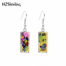 2021 New Purple Grapes Rectangular Earring Summer Oil Painting Fish Hook Earrings Glass Cabochon Handmade Jewelry 2024 - buy cheap