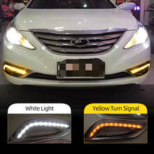 2 предмета в комплекте, для Hyundai Sonata 8 (8th Sonata) 2010 2011 2012 2013 автомобиля светодиодный DRL Габаритные огни с отверстием для противотуманной лампы дневного света 2024 - купить недорого