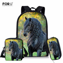 FORUDESIGNS Horse Kids Backpack Printing School Bag Set For Teenager Children Girls Bookbag Satchel Schoolbag Mochila Escolar 2024 - buy cheap
