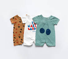 Baby Boy Girls Cotton Romper Jumpsuit Short Sleeve Letter Cherry Printing Lovely Children Summer Outwear Clothes Cotton Outfits 2024 - buy cheap