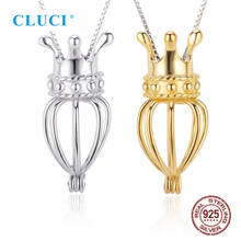 CLUCI 3pcs Silver 925 Heart Crown Women Necklace Pendant Jewelry Fine Jewelry 925 Sterling Silver Pearl Locket Pendant SC016SB 2024 - buy cheap