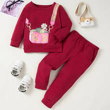 Girls spring and autumn new bag printing fashion two-piece cotton casual sweater baby girl clothing T-shirt suit for girls 2024 - buy cheap