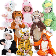 Macacão de bebê recém-nascido roupas da menina do bebê com capuz pijamas de inverno animal meninos trajes da criança cosplay panda leão sleepwear macacão 2024 - compre barato