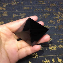 1 шт. Природный рейки энергии черный обсидиан кристалл пирамиды двойная точка защитный исцеления Бал для дома офисного письменного стола 2024 - купить недорого