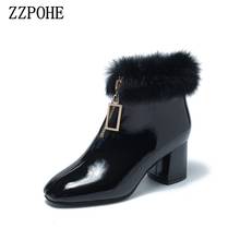 ZZPOHE 2019 winter new plush thick warm fashion snow boots women's shoes high heel zipper and ankle mother boots 2024 - buy cheap