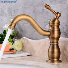 Grifo de oro antiguo para baño, mezclador de agua fría y caliente, un solo orificio, montaje en cubierta, Grifos de lavabo cepillados, K30 2024 - compra barato