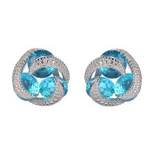 Eulonvan luxury 925 sterling Silver Wedding Earrings for women Jewelry Accessories dropshipping Light blue Cubic Zirconia S-3738 2024 - buy cheap