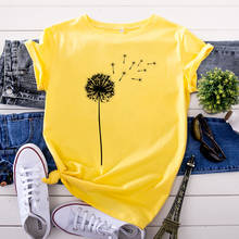 Wildflower Dandelion Graphic Print T-shirt Women Korea Fashion Yellow Tops Koszulki Tshirt Harajuku Aesthetic Female T Shirt Tee 2024 - buy cheap