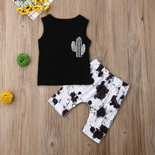 0-3Y Newborn Baby Boys Summer Clothes Set Toddler Letter Print Vest Tops + Cactus Printed Short Pants Baby Casual Outfits 2024 - buy cheap